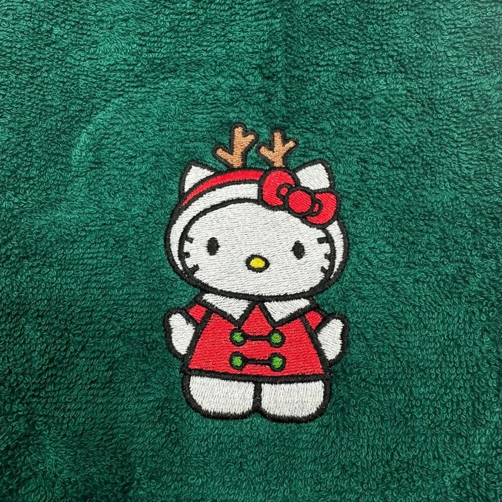 Hello Kitty Christmas Towels Embroidered Hand Towel Set Cute Holiday Bathroom